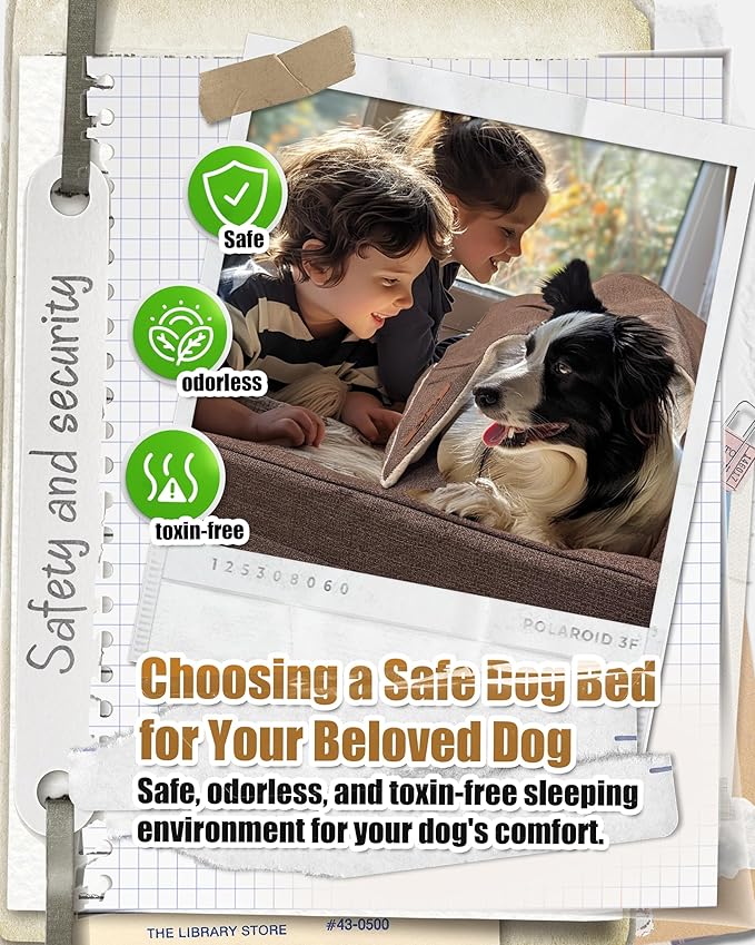 Sytopia 42'' XL Outdoor Indestructible Dog Beds for Extra Large Dogs with Detachable Blanket, Removable Waterproof and Washable Cover, Egg Crate Foam, Include Blanket, Brown