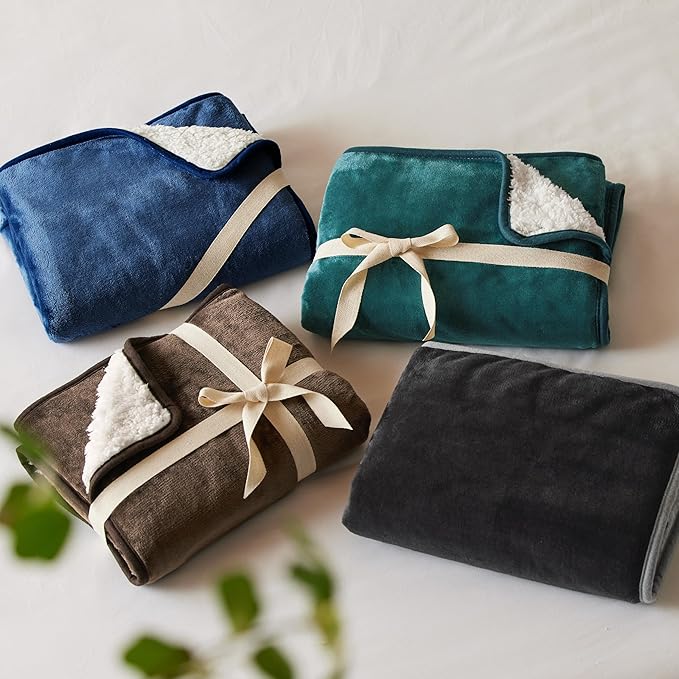 Bedsure Waterproof Dog Blankets for Small Dogs - Small Cat Blanket Washable for Couch Protection, Sherpa Fleece Puppy Blanket, Soft Plush Reversible Throw Furniture Protector, 25"X35", Blue