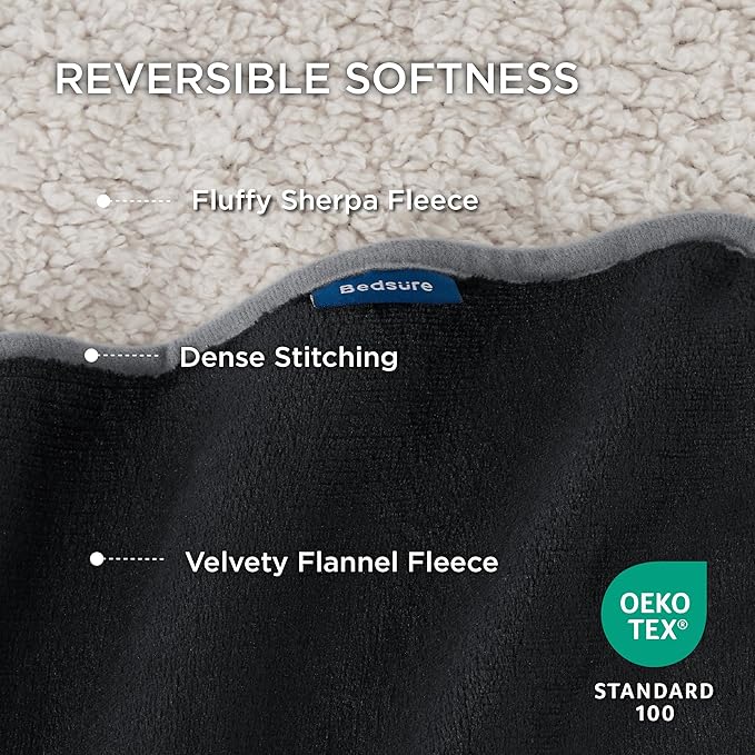 Bedsure Waterproof Blanket for Bed - Sherpa Fleece Waterproof Dog Blankets for Large Dogs, Pet Blankets for Bed/Couch/Dog Crate, Soft Plush Reversible Furniture Protector, Twin Size, 80"x60", Black