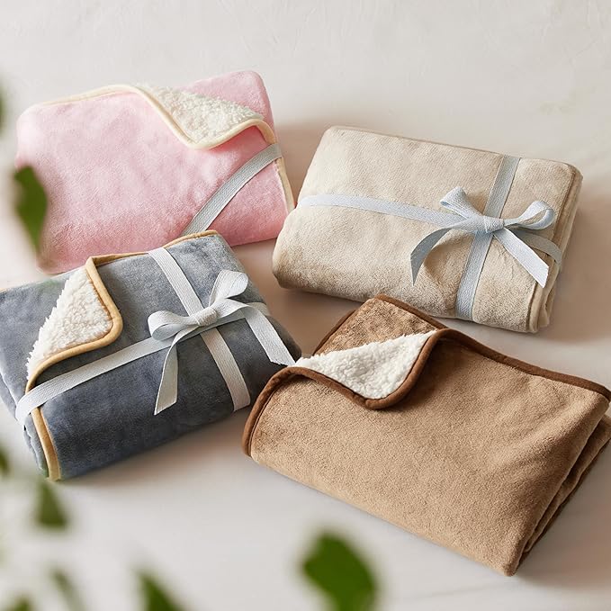 Bedsure Waterproof Blanket for Bed - Sherpa Fleece Waterproof Dog Blankets for Large Dogs, Pet Blankets for Bed/Couch/Dog Crate, Soft Plush Reversible Furniture Protector, Queen Size, 90"x86", Pink