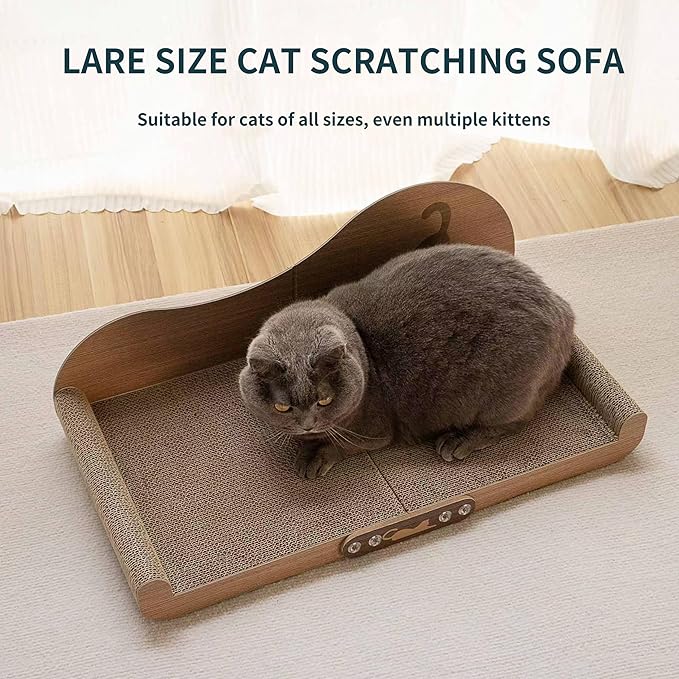 23.6" x 11.8" Large Cat Scratcher Couch, Sofa Shaped Cat Scratcher Bed Cardboard, Cat Couch Scratcher for Indoor Cats, Furniture Protector Stylish, Reversible Design