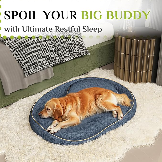 Orthopedic Dog Beds for Extra Large Dogs, High-Density Foam Support Pet Bed with Extra Pillows, Non-Slip Bottom Large Dog Couch Bed with Washable Removable Cover