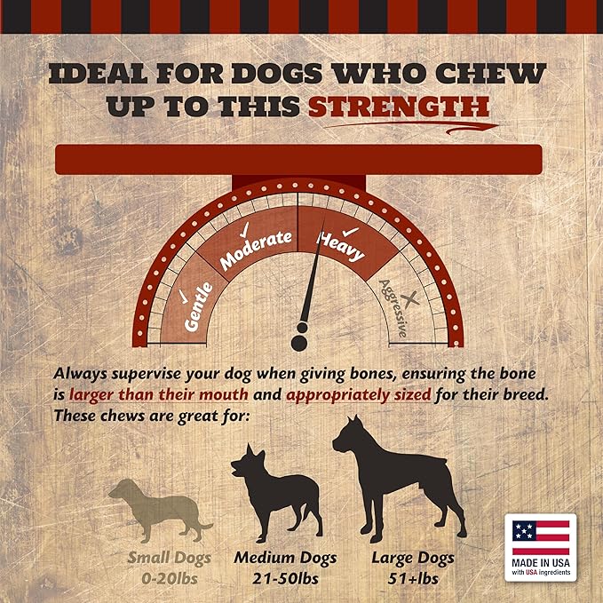 Giant Dog Bone, for Dogs - Stocking Stuffer, Birthday, Gotcha, Holiday Large and Medium Breeds, Natural, Tough, Made in The USA, 1 Count