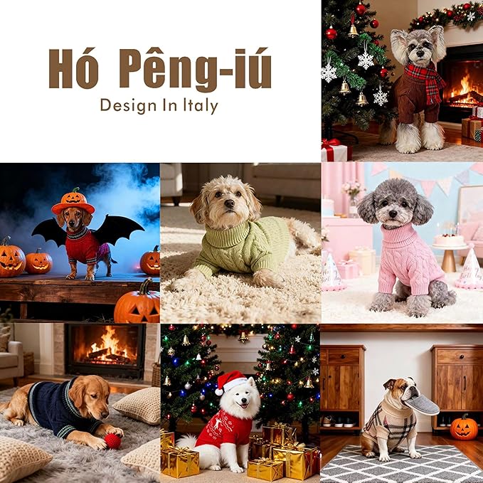 2Pack Small/Medium Dog Sweater, Warm Dog Winter Coat w/Sleeves, Comfortable High Neck Premium Dog Clothes for Schnauzer-Best for Holidays, Daily Walks M Brown Light Green