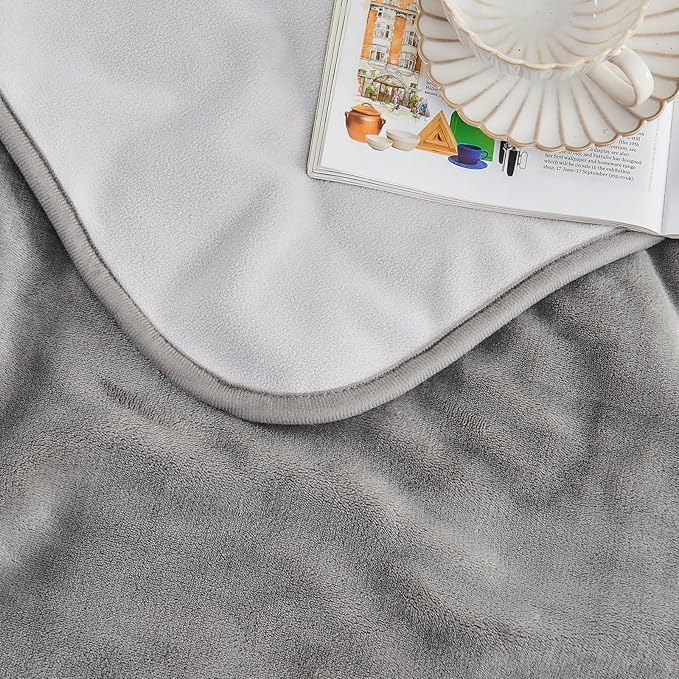 Waterproof Blanket 60"x80" for Adults, Reversible Waterproof Bed Cover for Dogs Cats Pets, Soft Leakproof Blanket for Bed Couch Sofa Furniture Protector, Grey/Light Grey