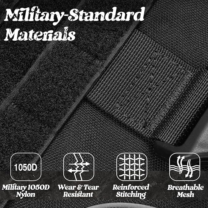 rabbitgoo Upgraded Tactical Dog Harness for Large Dogs, Reflective Heavy Duty Pet Harness with Handle, No-Pull Service Vest Large Breed, Adjustable Military Vest for Training Hunting Walking, Black, L