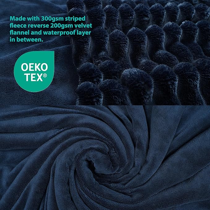 Waterproof Dog Blanket, Soft Fleece Blanket for Couch Protector, Reversible Pet Blankets Furniture Protector Cover for Small Medium Large Dogs Cats (Navy, 40"x50")