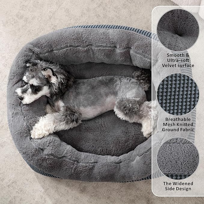 INVENHO Dog Beds for Small Medium Dogs Washable, Calming Orthopedic Warming Soft Calming Sleeping Durable Pet Bed with Anti-Slip Bottom