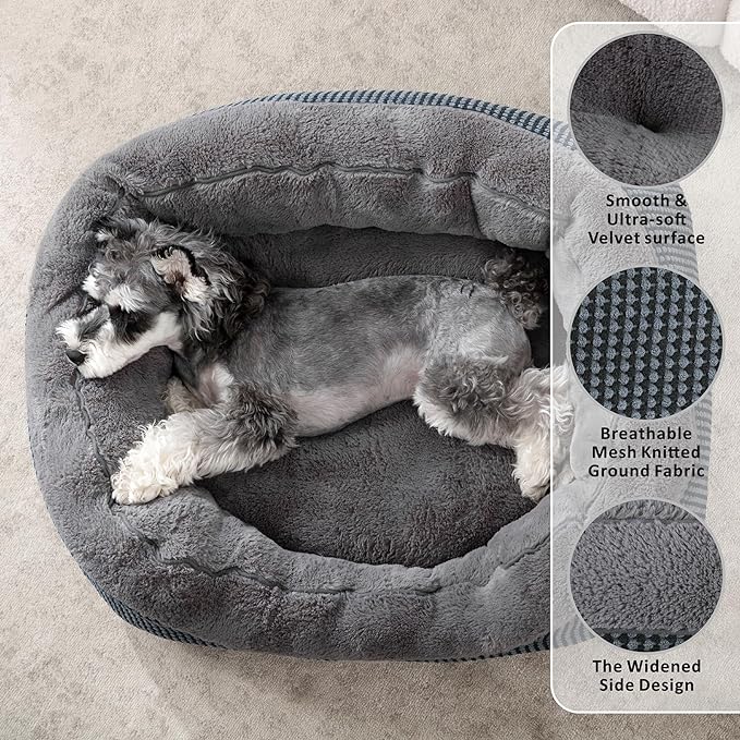 INVENHO Dog Bed Medium Size, Orthopedic Warming Soft Calming Sleeping Puppy Bed Durable Pet Bed with Anti-Slip Bottom M(30"x24"x9")