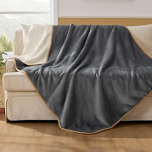 Bedsure Waterproof Dog Blankets for Extra Large Dogs - XL Cat Blanket Washable for Couch Protection, Sherpa Fleece Puppy Blanket, Soft Plush Reversible Throw-XL Furniture Protector, 50x70, Grey