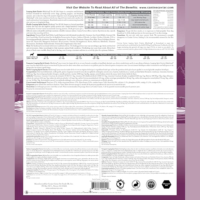 Canine Caviar - Leaping Spirit: Venison & Pearl Millet Alkaline Dry Dog Food, Limited Ingredients, Gluten-Free, Based on Science & Research, Veterinary Alternative Diet (4.4 Pound Bag)