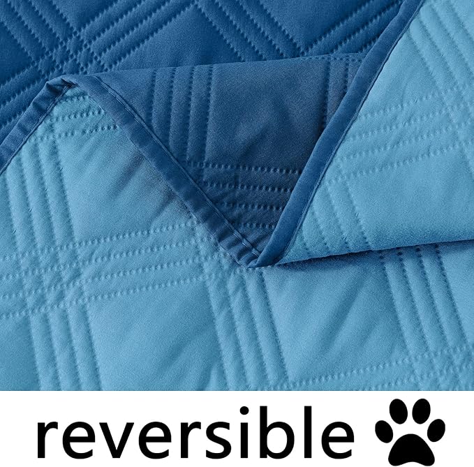hyha Waterproof Dog Blanket, Reversible Pet Bed Blanket, Soft Sofa Couch Cover for Dogs Washable, Waterproof Pet Couch Covers for Sofa Puppy Cats Furniture Protector(30"x70", Navy Blue/Blue)