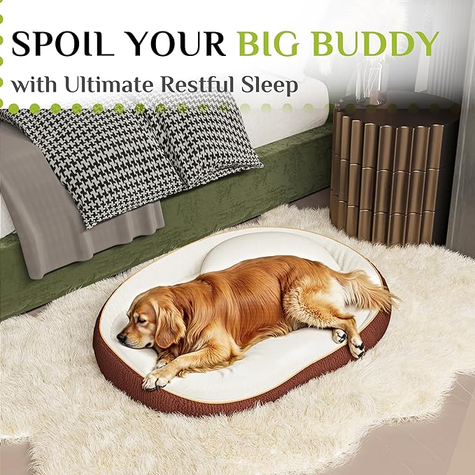 Orthopedic Dog Beds for Extra Large Dogs, High-Density Foam Support Pet Bed with Extra Pillows, Non-Slip Bottom Large Dog Couch Bed with Washable Removable Cover