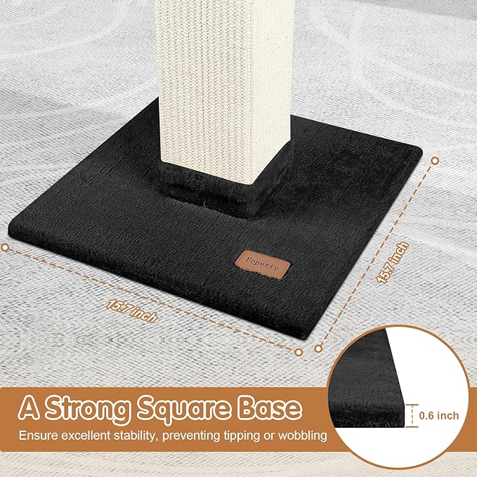 Cat Scratching Post 33 inch for Indoor Cats, High Cat Scratch Post Black, Cat Tree for Full-Body Stretching, Protect Your Furniture