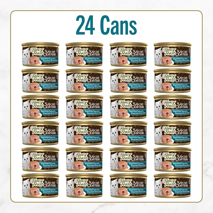 Purina Fancy Feast Savory Centers With Tuna Wet Cat Food Pate with Gourmet Gravy Center - (Pack of 24) 3 oz. Cans