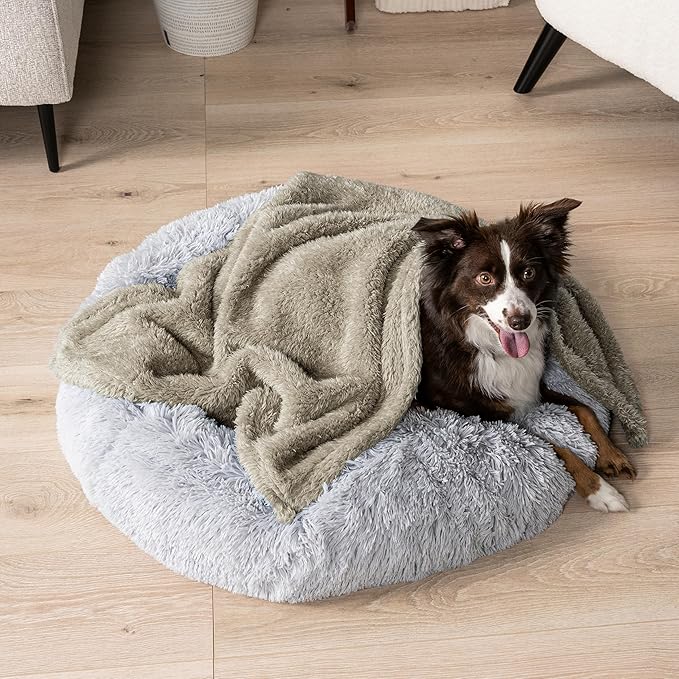 PetAmi Fluffy Waterproof Dog Blanket for Small Medium Dogs, Soft Warm Pet Sherpa Throw Pee Proof Couch Cover, Reversible Cat Puppy Bed Blanket Sofa Protector, Plush Washable Pad (Taupe Camel, 24x32)
