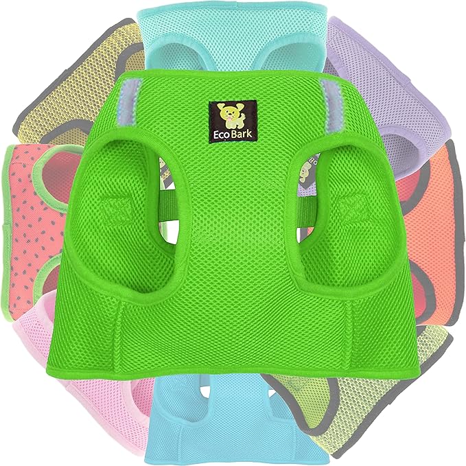 EcoBark Rapid Fastener Super Comfort Fully Adjustable Double Padded Step in Dog Harness (Small, Green)
