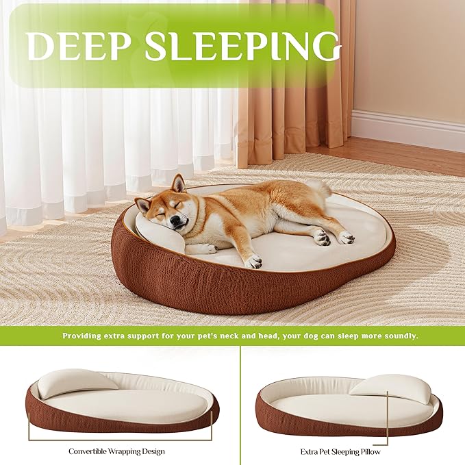 Orthopedic Dog Beds for Extra Large Dogs, High-Density Foam Support Pet Bed with Extra Pillows, Non-Slip Bottom Large Dog Couch Bed with Washable Removable Cover
