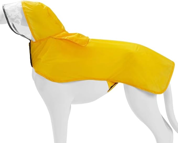 Pet Raincoat Packable Hooded Dog Rain Jacket Reflective Strips Lightweight Adjustable Poncho for Small Medium Large Dogs Yellow XXXL
