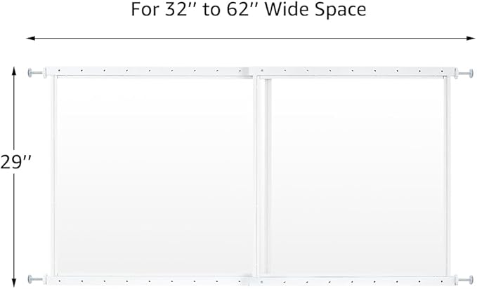 beeNbkks Pet Window Safety Guards, Clear Acrylic Safer Than Bars, Window Guards for Dogs Cats, Pressure Mounted Safety Pet Barrier with Metal Frame, Adjustable 32" to 62" Wide, 29" Tall, Indoor Use