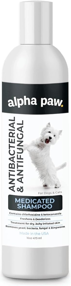 Smiling Paws Pet Medicated Shampoo for Dogs & Cats - Dog Shampoo for Smelly Dogs - Passionfruit Scent (16oz)