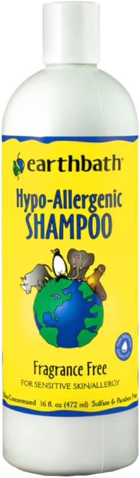 earthbath Hypoallergenic Natural Aloe Dog Shampoo - Puppy Shampoo for Dry, Itchy, & Sensitive Skin, Dog & Cat Anti Itch Pet Wash, Fragrance Free - 16 Oz (1 Pack)