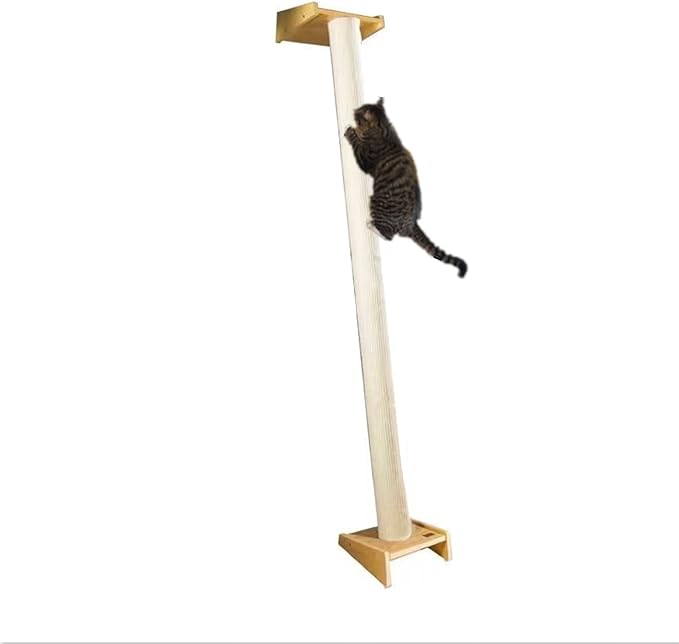 SHENGOCASE Modern 78.7“ Tall Leaning Cat Tree Tower Scratching Post Pillar with Bed Perch, Wall Mounted Cat Shelves for Window (Sisal Cover)