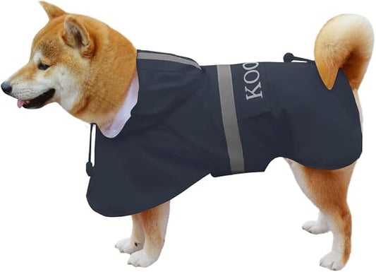 Hooded Pet Dog Raincoat for Small Sized Apparel Poncho Waterproof,Dog Clothes,Dog Jacket, Dog Raincoats Jacket for Small Sized Dogs(Navy Blue,2XL)