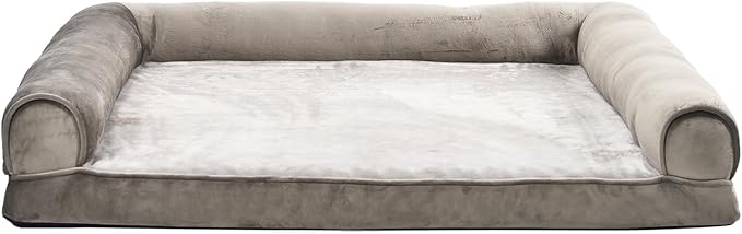 Amazon Basics Dog Bed with Cooling Gel Memory Foam, Pressure-Relief Support for Dogs up to 55lbs, Non-Slip Bottom, Machine Washable Cover, Large Sized (36" x 27"), Taupe