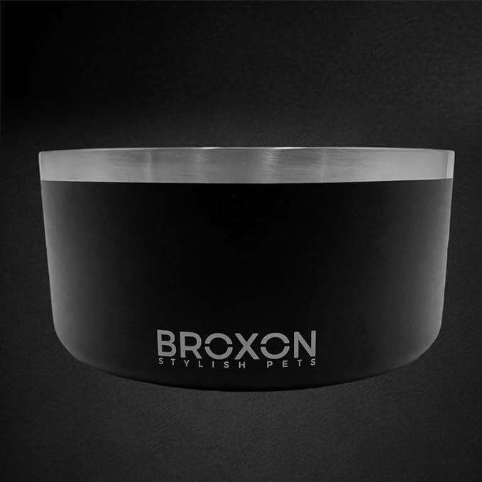 Stainless Steel Dog Bowl, Non-Slip, double wall vacuum insulated, Pet Food Water Bowl with Anti-Spill & Anti-Skid Bottom, 32 oz, Black