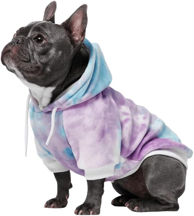 Spark Paws Dog Hoodie – Premium Dog Sweater for Small, Medium, and Large Dogs | Warm Outfits for French Bulldogs, Pitbull, Puppy, Winter Jacket Alternative - 90s Retro Sky Dye - XL
