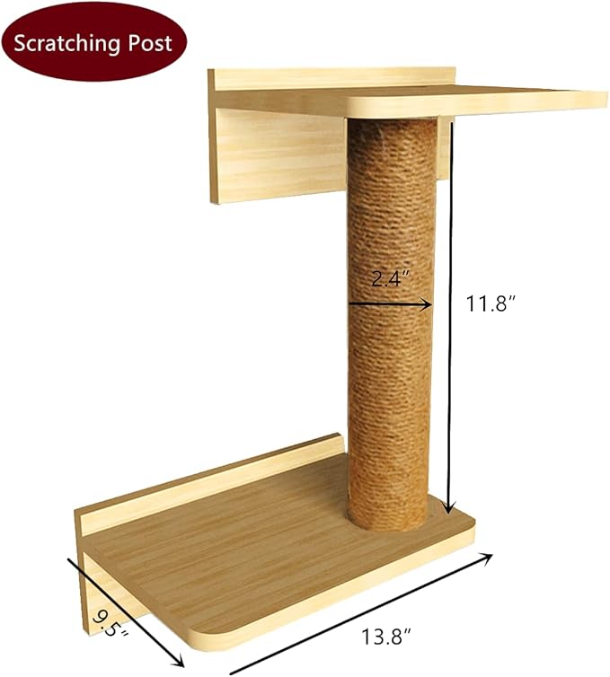SHENGOCASE Solid Wood Wall Mounted Carpet-Covered Cat Shelves, Cat Wall Furnitures, Floating Shelves, Steps Stairs Perch