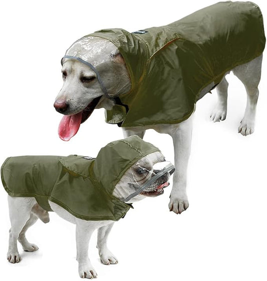 Pet Raincoat Packable Hooded Dog Rain Jacket Reflective Strips Lightweight Adjustable Poncho for Small Medium Large Dogs Army Green XXL, XXL (Back:24 Inches)