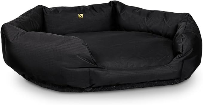 K9 Ballistics Tough Ripstop Oval Bolster Dog Bed, Calming Round Den Shape, Scratch Resistant, Machine Washable - Medium, Black Ripstop
