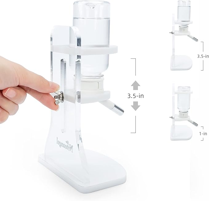 Niteangel Water Bottle with Stand for Syrian Dwarf Hamsters Gerbils Mice Rats Degus Small pet (Transparent)