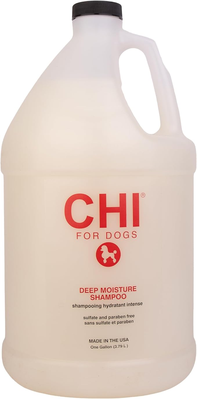 CHI for Dogs Deep Moisture Shampoo - Professional Dog Grooming Formula for Dry Coats - Hydrating and Nourishing Wash in Gallon Size for All Breeds and Hair Types, 128 Fl Oz