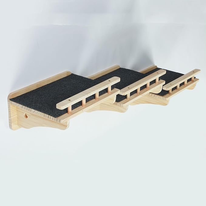 SHENGOCASE 47.2" x 11.8" Natural Solid Wood Wall Mounted Cat Shelves, Superhighway Walkway Balcony Wall Furniture, Steps Stairs, Perch