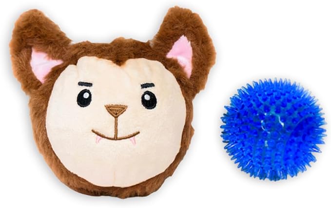 Flourish Pets 2 in 1 Halloween Multi-Layer Chew Toy for Active Dogs | Non-Toxic BPA Free Double Stitched Soft Fabric Exterior Dog Toys | Long-Lasting Dog Plush Toys –Werewolf 3.5"