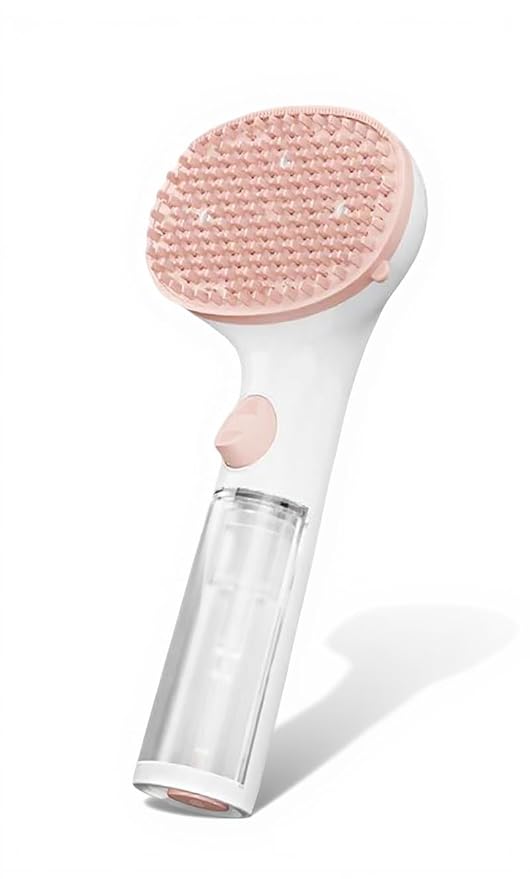 Cat/Dog Bath Brush,Shampoo Washing Brush with Adjustable Bristle for Pets with All Hair Lengths,Push-Button Silicone Pet Grooming Brush,Shedding Comb