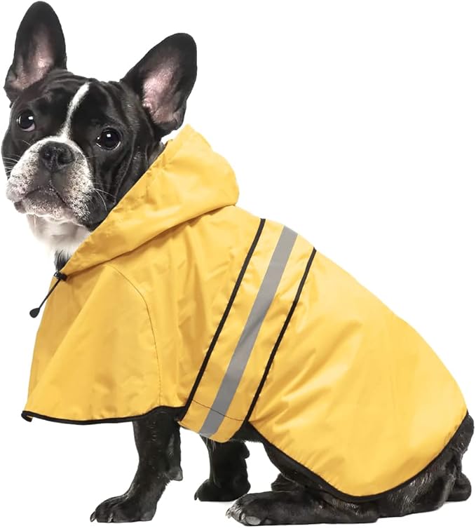 Reflective Dog Raincoat - Adjustable Waterproof Raincoat for Dogs, Lightweight Dog Hooded Slicker Rain Coat Poncho for Small to X- Large Dogs(Yellow, Medium)