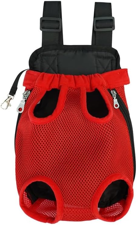 Pet Carrier Backpack - Adjustable Pet Front Cat Dog Carrier Backpack Travel Bag,Legs Out,Easy-Fit for Traveling Hiking Camping for Small Medium Dogs (Red, Medium)