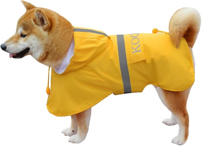 Hooded Rain Coat for Dogs for Small Sized Dogs, Dog Raincoat Apparel Poncho Waterproof Dog Clothes Pet Jacket Dog Raincoats Jacket (2XL,Yellow)