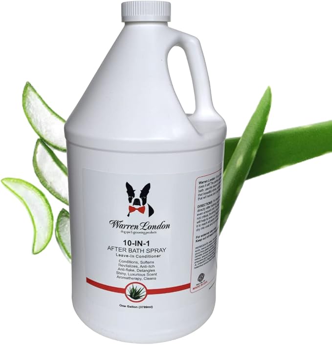 Warren London 10-in-1 After Bath Dog Spray | Dog Leave in Conditioner and Detangler | Pet Grooming Spray with Aloe Vera, Silk Amino Acids and Green Tea Extract | Made in USA | 1gal