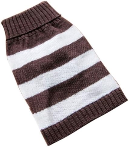 Turtleneck Stripes Pro Pet Clothes Dog Wool Classic Sweaters (Brown &White Stripe, XXL)