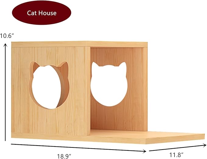 SHENGOCASE Solid Wood Wall Mounted Carpet-Covered Cat Shelves, Cat Wall Furnitures, Floating Shelves, Steps Stairs Perch