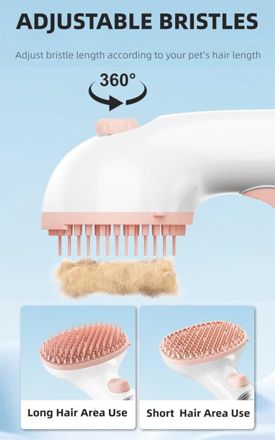 Cat/Dog Bath Brush,Shampoo Washing Brush with Adjustable Bristle for Pets with All Hair Lengths,Push-Button Silicone Pet Grooming Brush,Shedding Comb