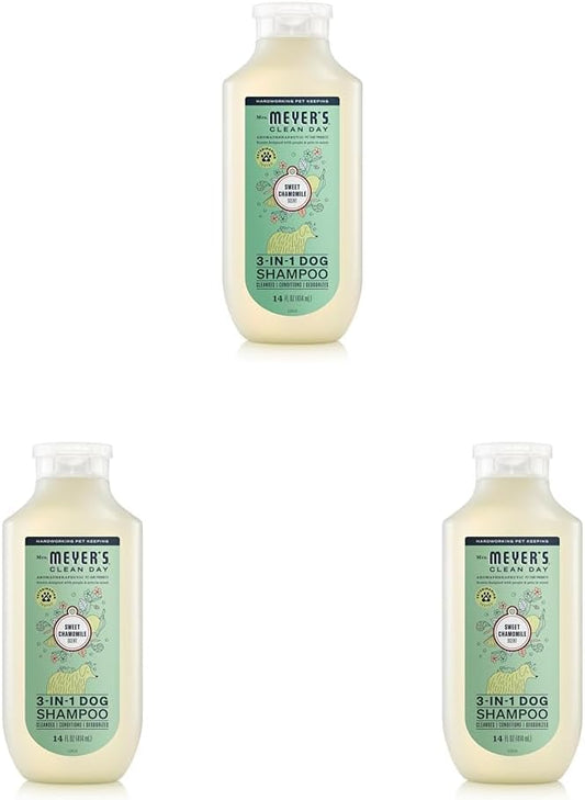 MRS. MEYER'S Clean Day 3 in 1 Dog Shampoo, Sweet Chamomile Scent, 14oz (Pack of 3)