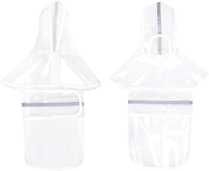 HDE Dog Raincoat Jacket Reflective Adjustable Hooded Pet Poncho Rain Coat with Leash Hole for Small to X-Large Dogs Clear - L