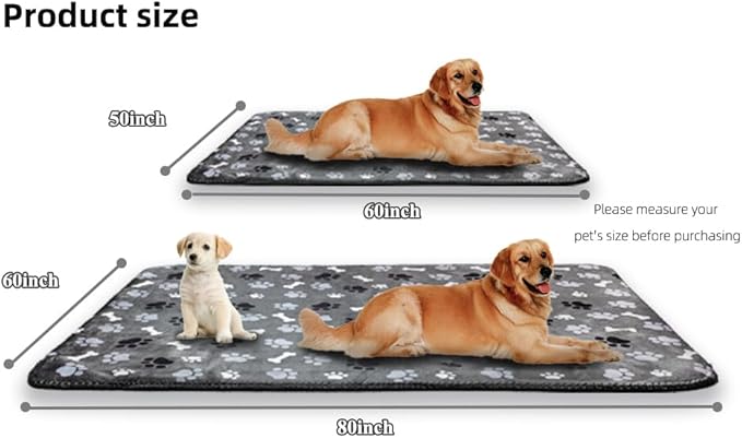 Waterproof Dog Blanket, Pattern Printing Super Soft Warm Fluffy Facecloth Sofa Car Bed Protector, Urine Proof Washable Outdoor Pet Blanket for Puppy Large Dogs & Cats(paw & Bone80*60)