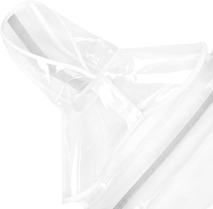 HDE Dog Raincoat Jacket Reflective Adjustable Hooded Pet Poncho Rain Coat with Leash Hole for Small to X-Large Dogs Clear - L